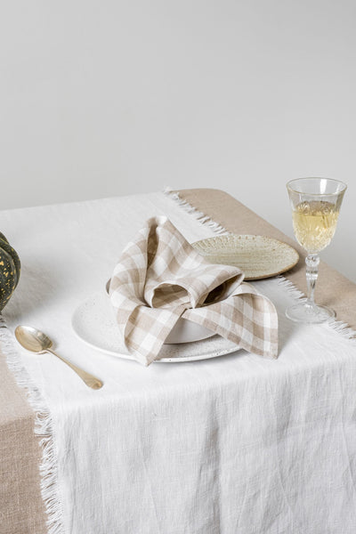 Rustic White Linen Table Runner 'Down To Earth"