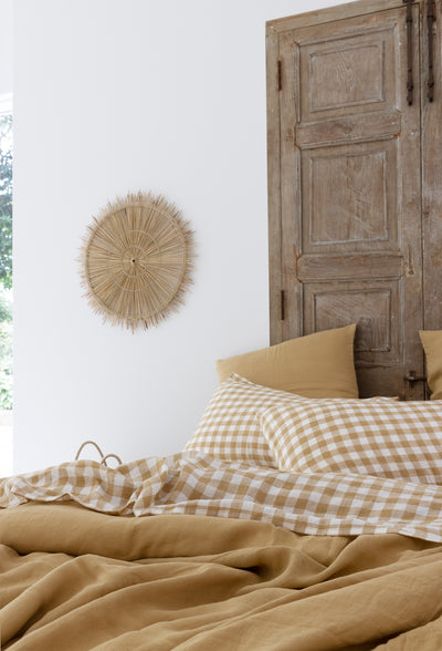 Sandstone Gingham Bedding Set - LinenBarn