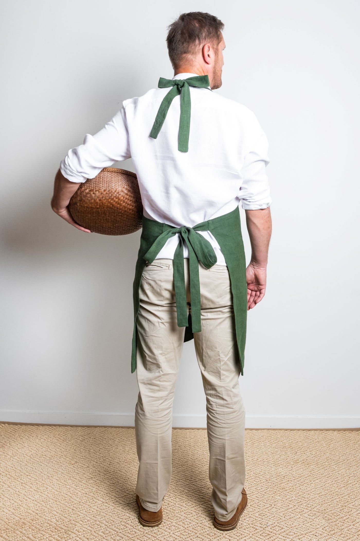 Moss Green Linen Bib Apron