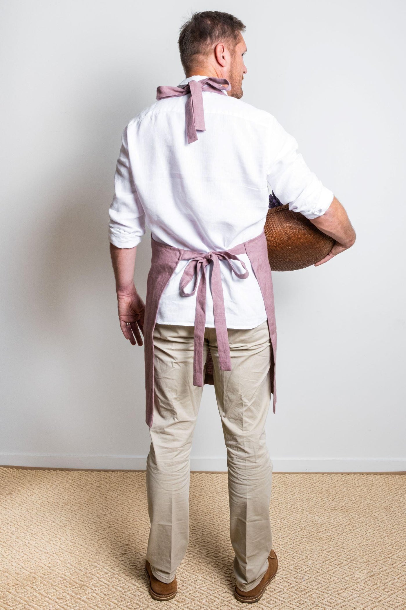 Mauve Linen Bib Apron - LinenBarn