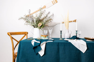 Turquoise Linen Tablecloth