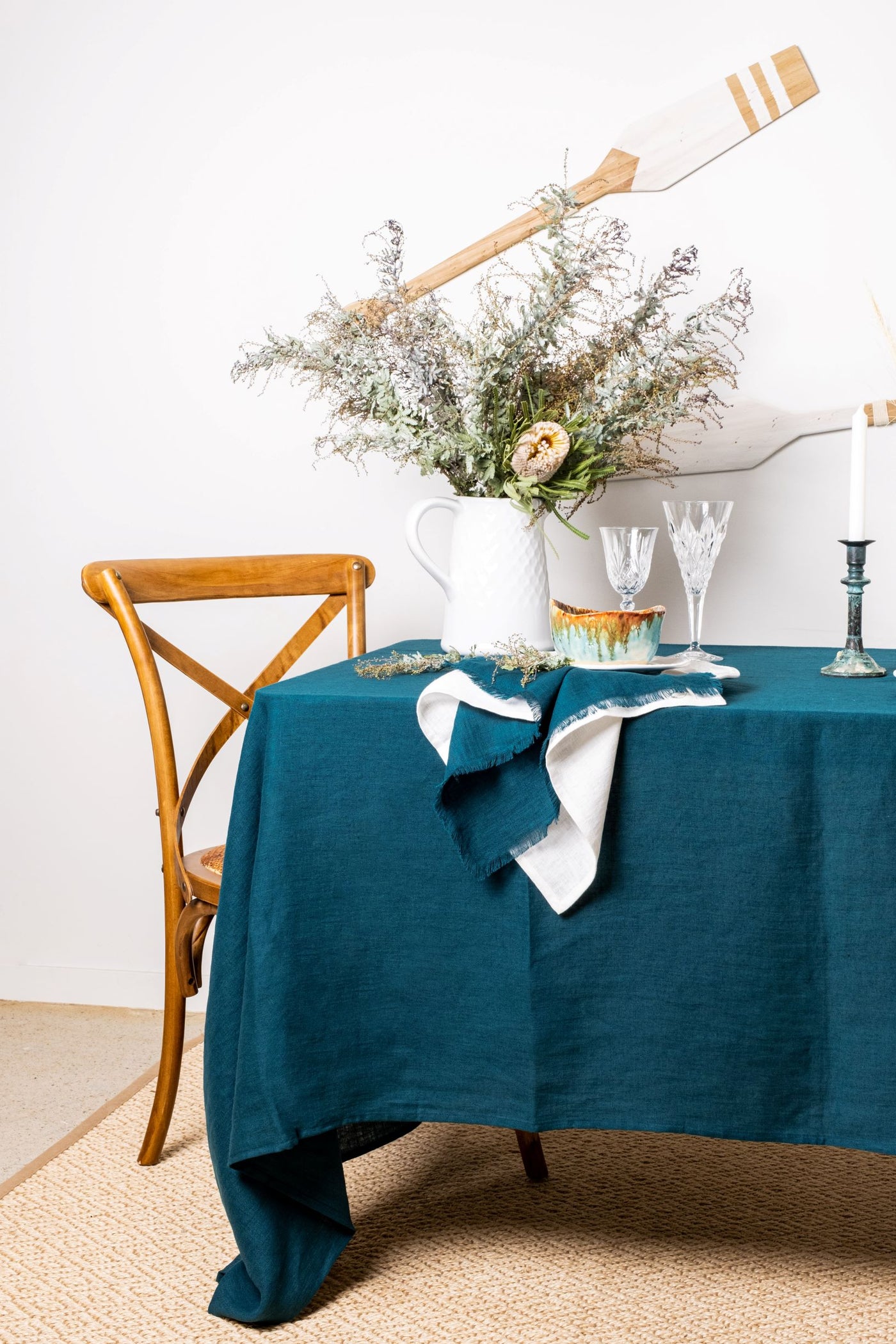 Turquoise Linen Tablecloth