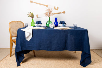 Indigo Blue Linen Tablecloth - LinenBarn