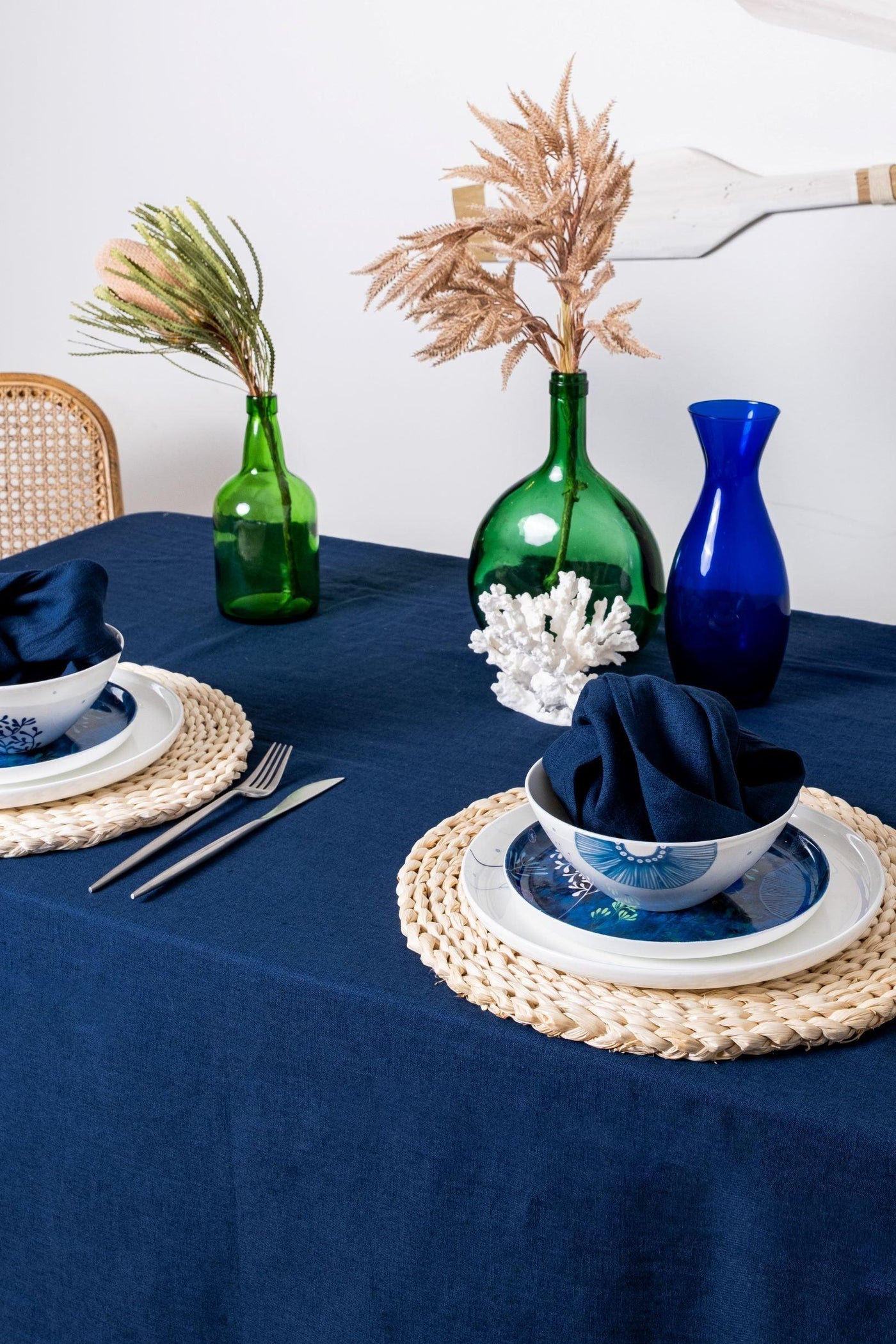 Indigo Blue Linen Tablecloth - LinenBarn