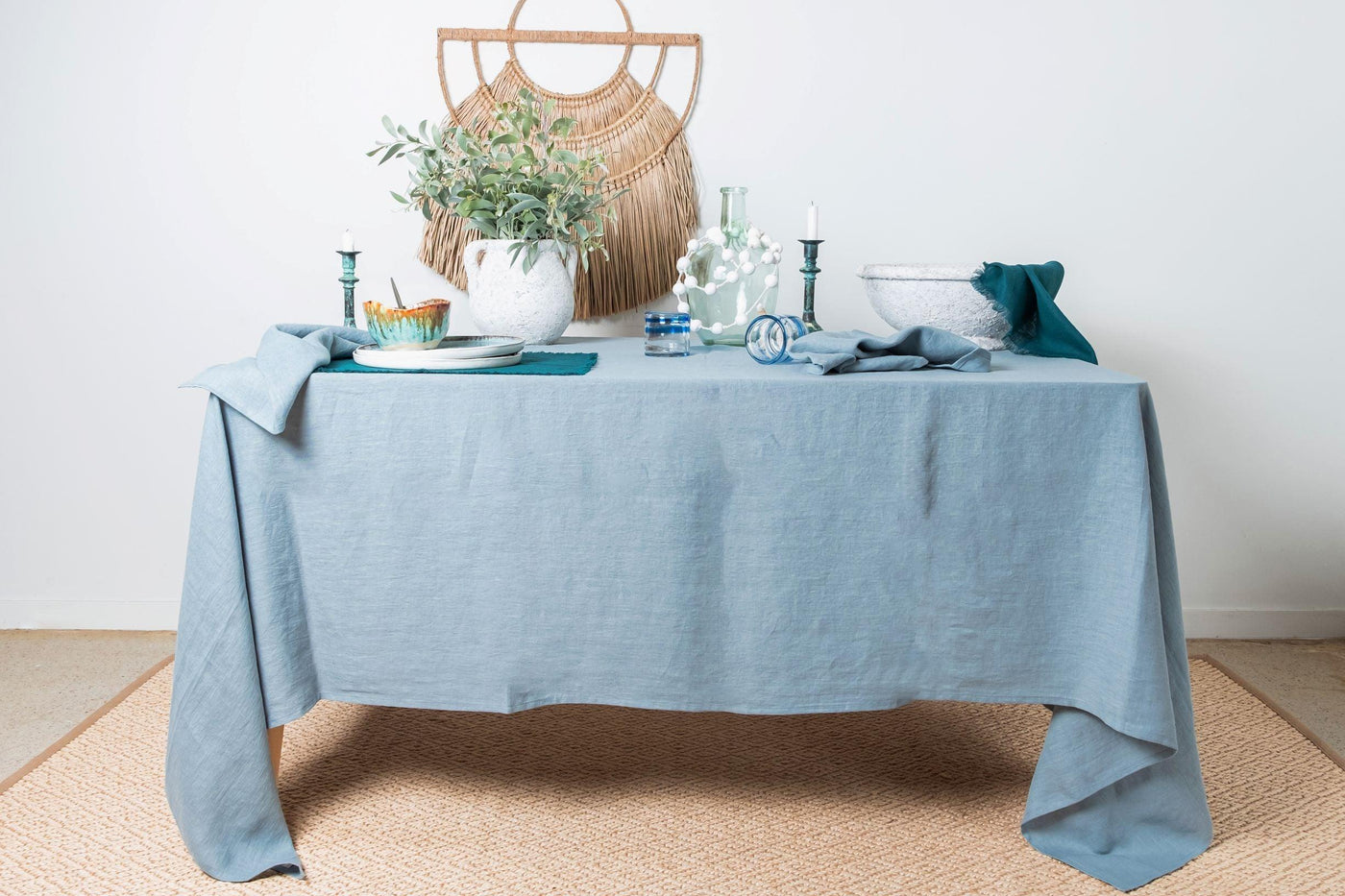 Duck Egg Blue Linen Tablecloth - LinenBarn
