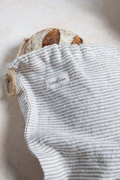 Linen Bread Bag - Pinstripe