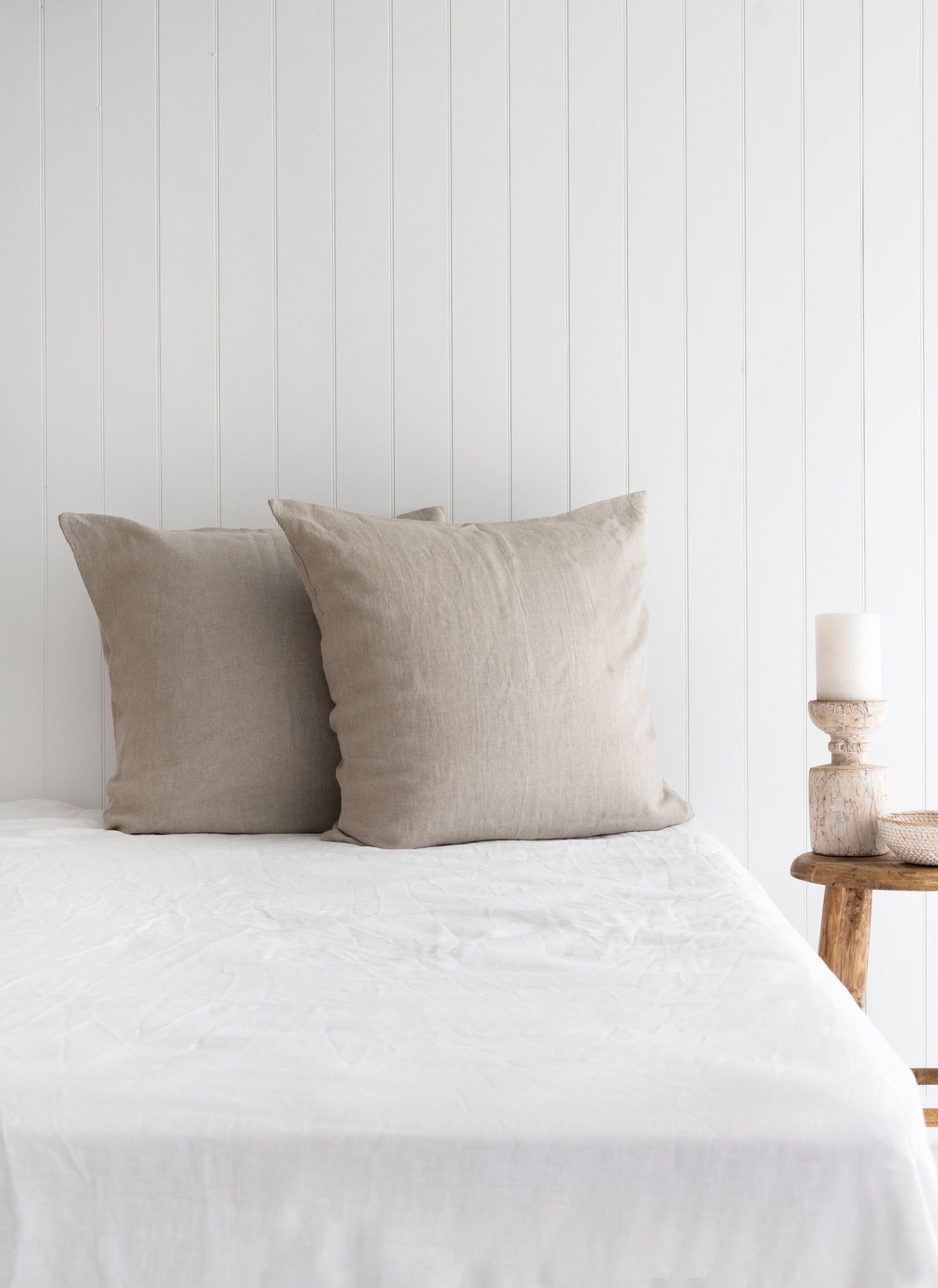 Natural Beige Linen Pillowcase - European - Set of 2