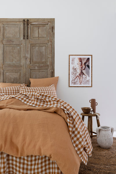 Chestnut Gingham Linen Pillowcase - Standard - Set of 2