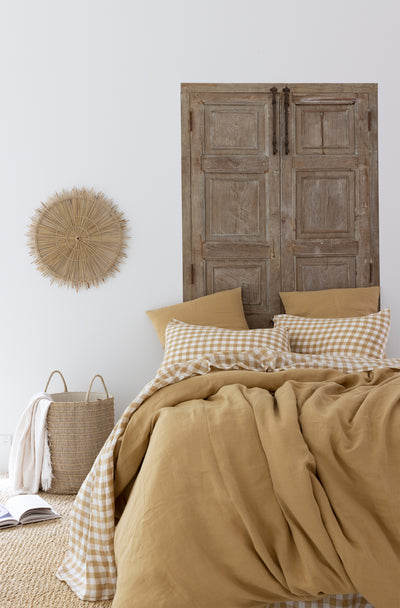 Sandstone Gingham Linen Pillowcase - Standard - Set of 2
