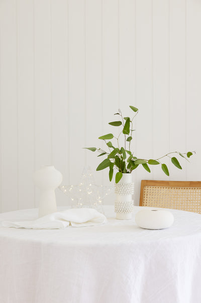 Round Linen Tablecloth - White - LinenBarn