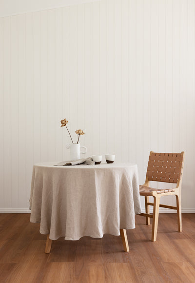 Round Linen Tablecloth - Natural - LinenBarn