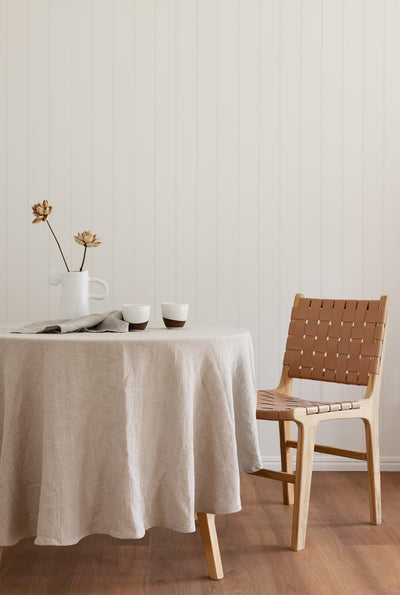 Round Linen Tablecloth - Natural - LinenBarn
