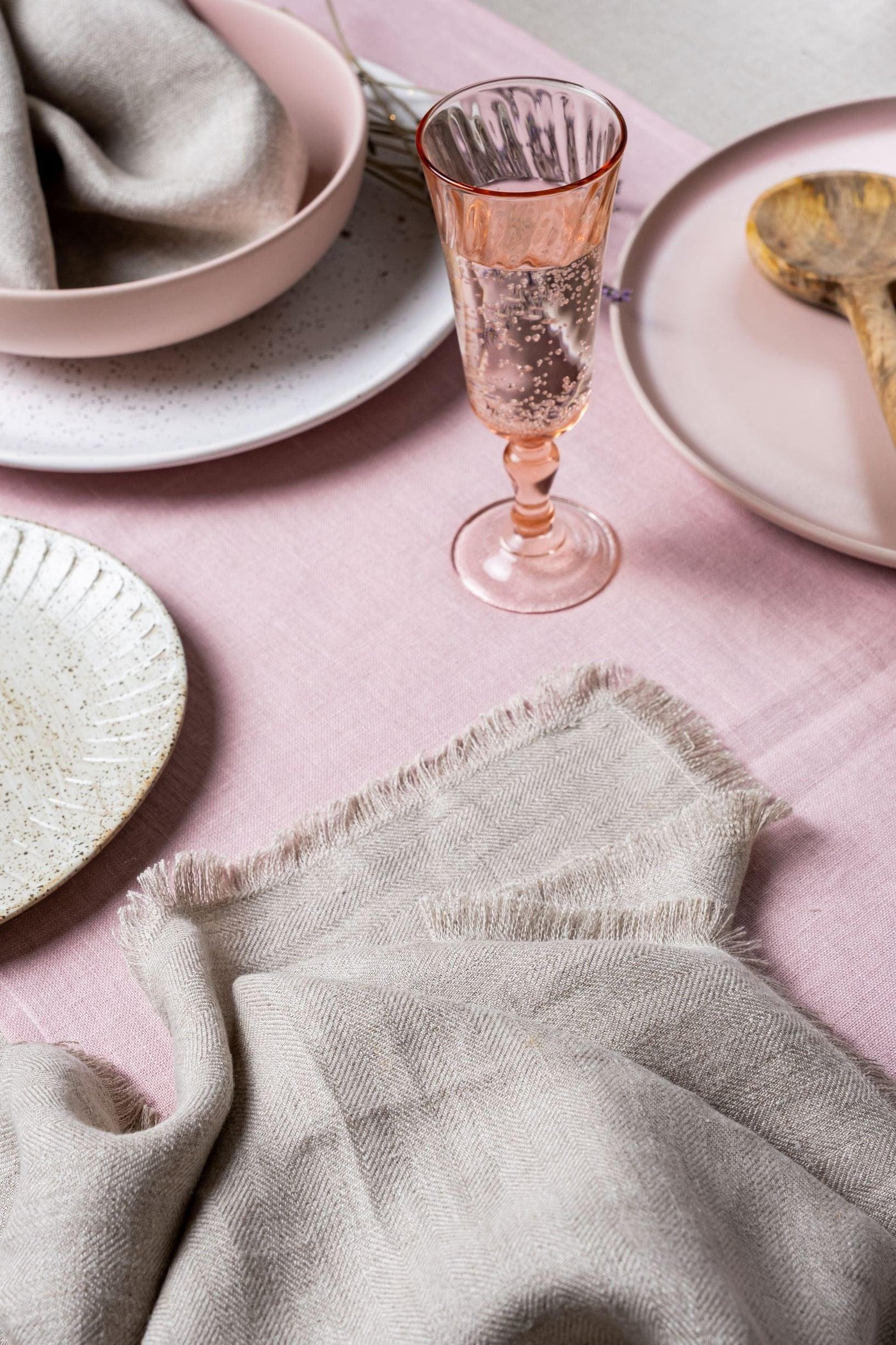 Herringbone Weave Natural Linen Napkins - Frayed Edges - Set of 2 - LinenBarn