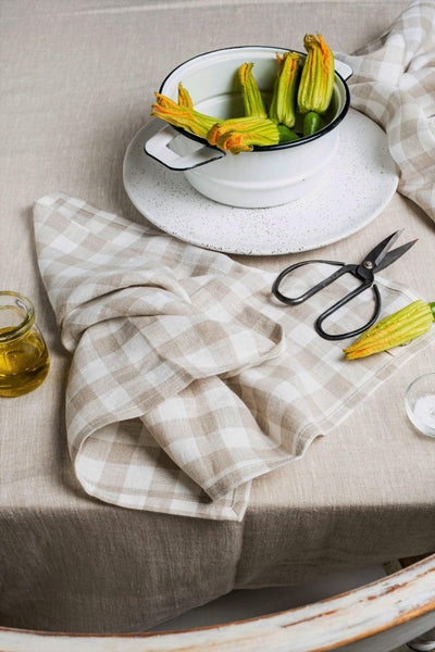 Beige Gingham Linen Napkin - Set of 2 - LinenBarn