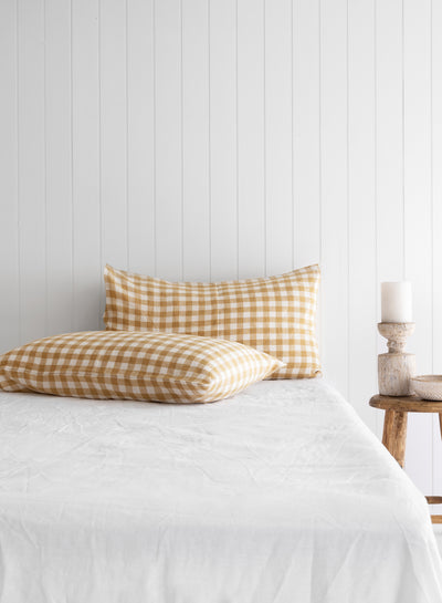 Sandstone Checks Linen Quilt Set - LinenBarn