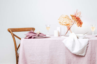 Blooming Peony Linen Tablecloth - Frayed Edges - LinenBarn