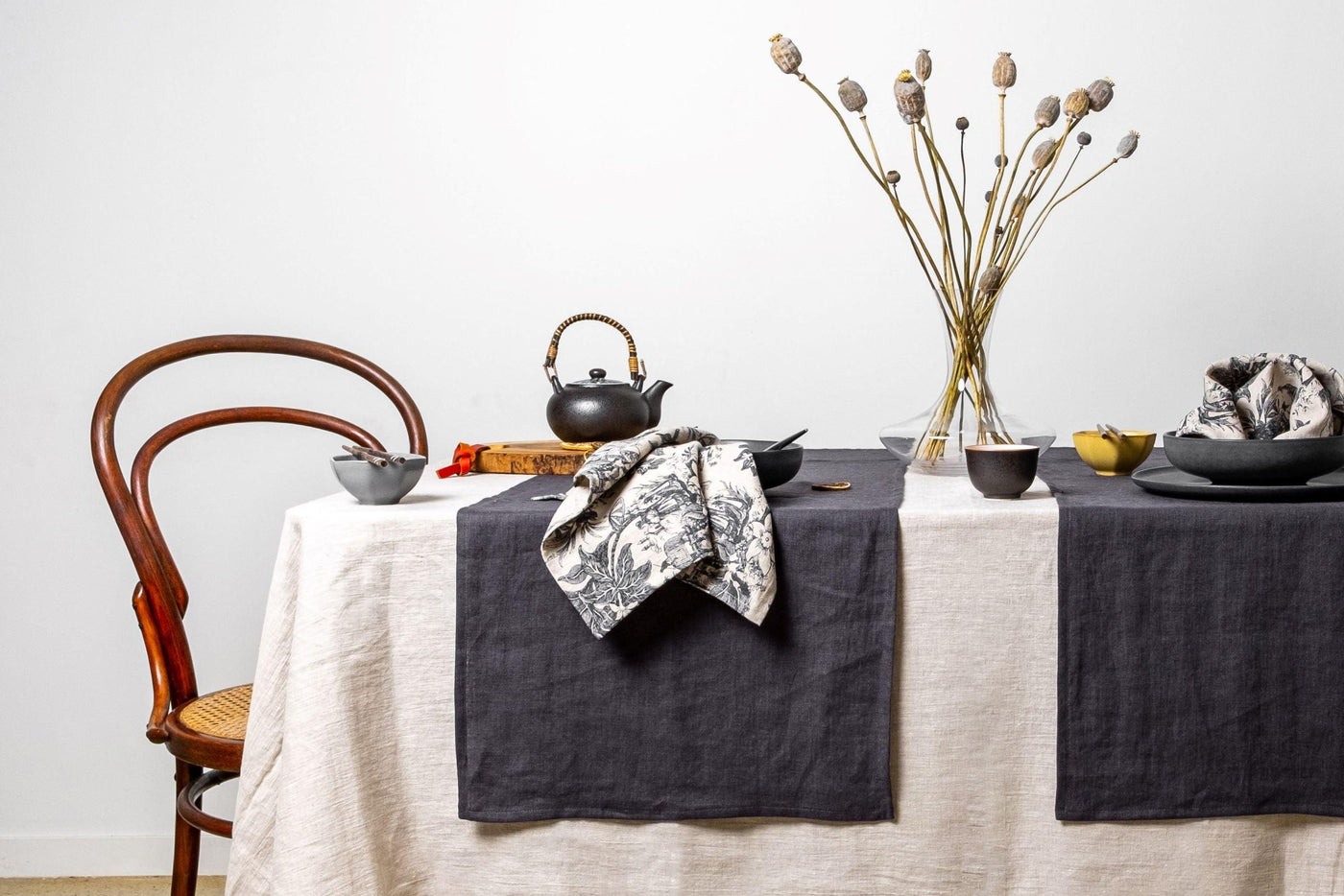 Charcoal Linen Table Runner - LinenBarn