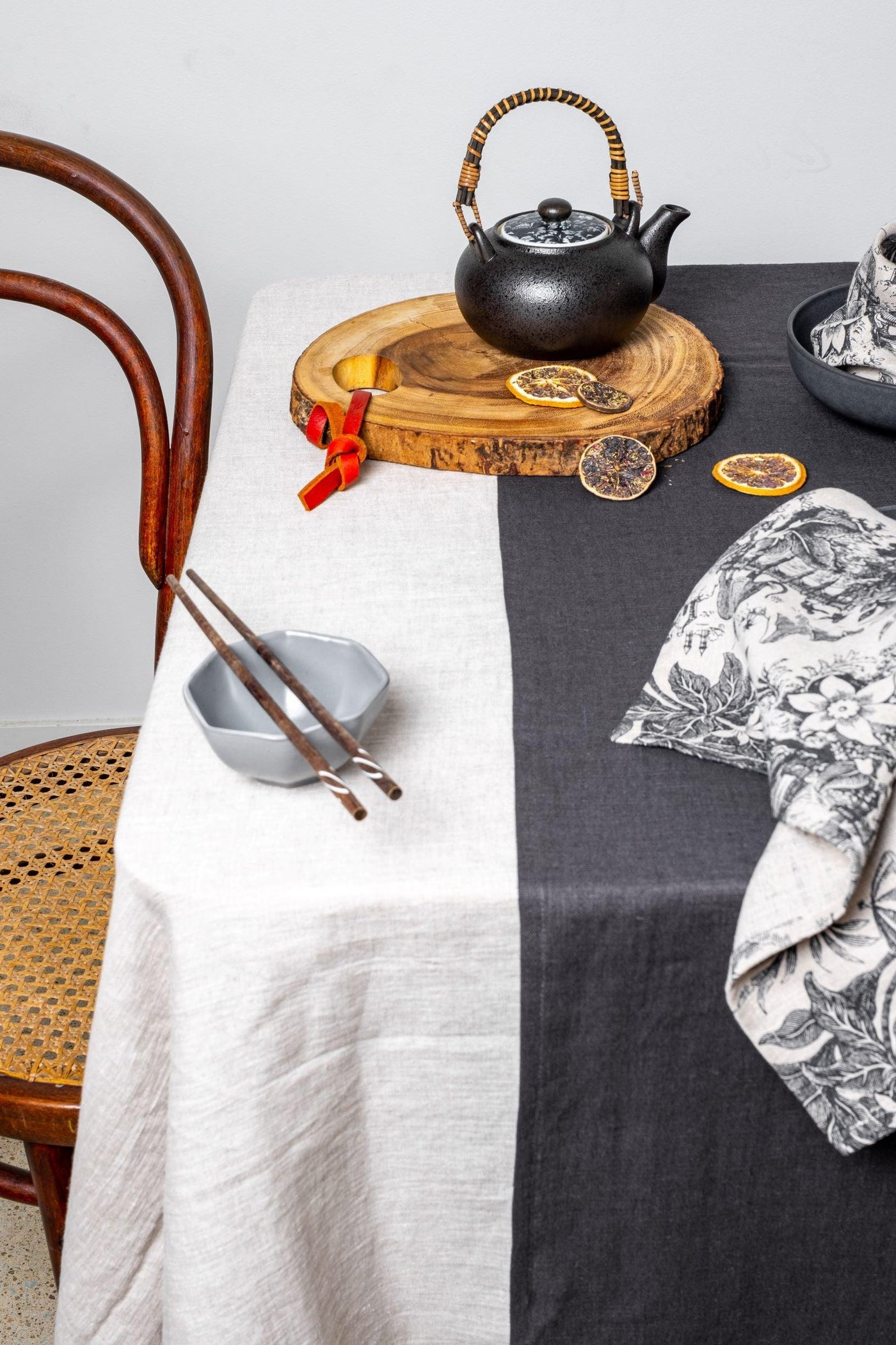 Charcoal Linen Table Runner - LinenBarn