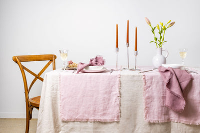 Mauve Linen Napkins and Pink Linen Table Runner