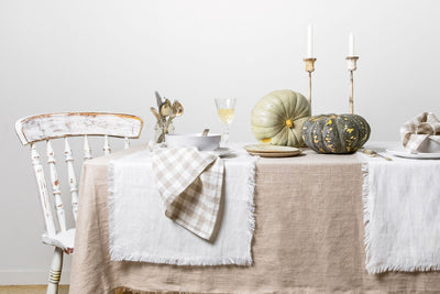 Rustic White Linen Table Runner 'Down To Earth"
