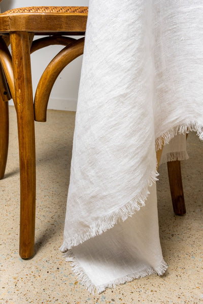 Rustic White Linen Tablecloth 'Down to Earth'